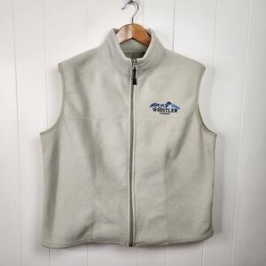 Vintage 90s Whistler Fleece Vest Full Zip 1990s Grunge Preppy Ski Winter Cabin